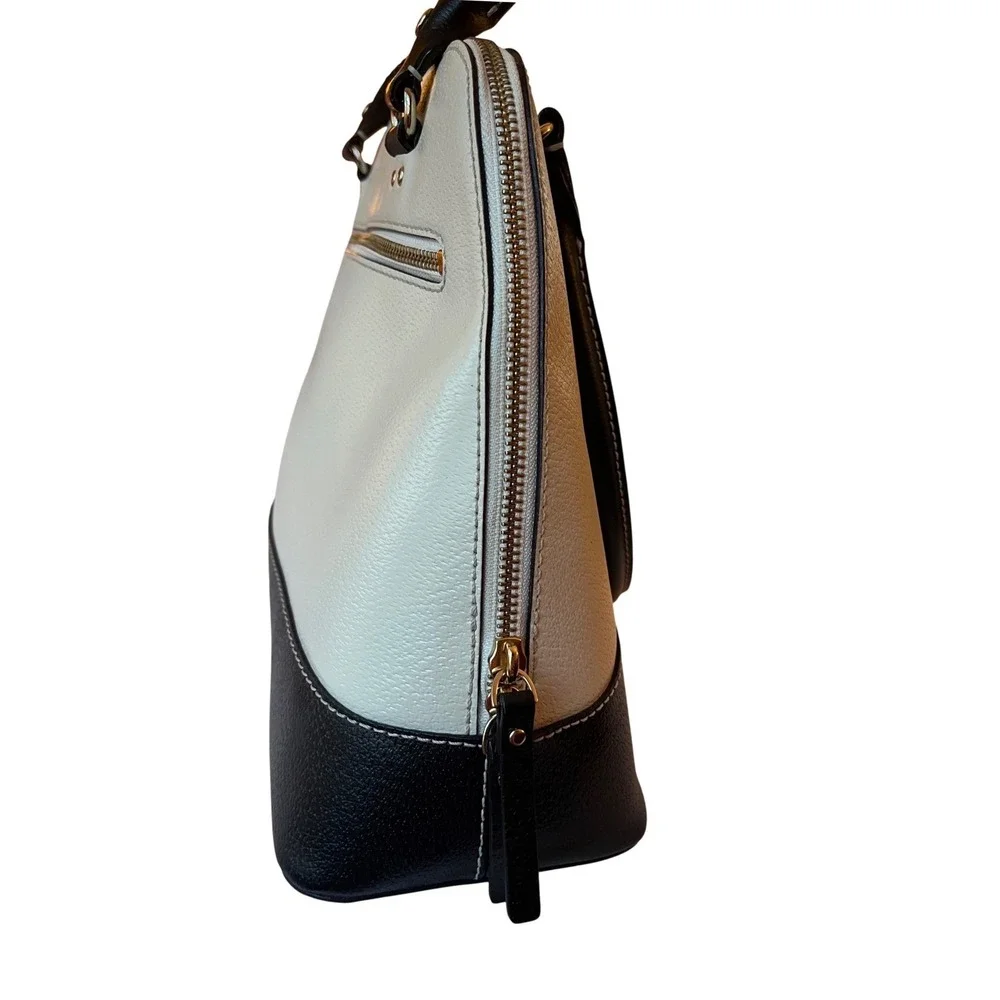 Kate Spade New York Dome Satchel Handbag Two Tone Cream Black quiet‎ luxury